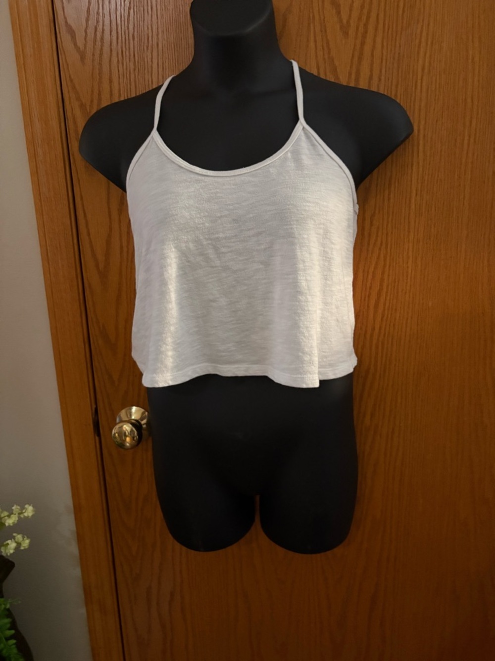SO White Cropped Halter Tank top